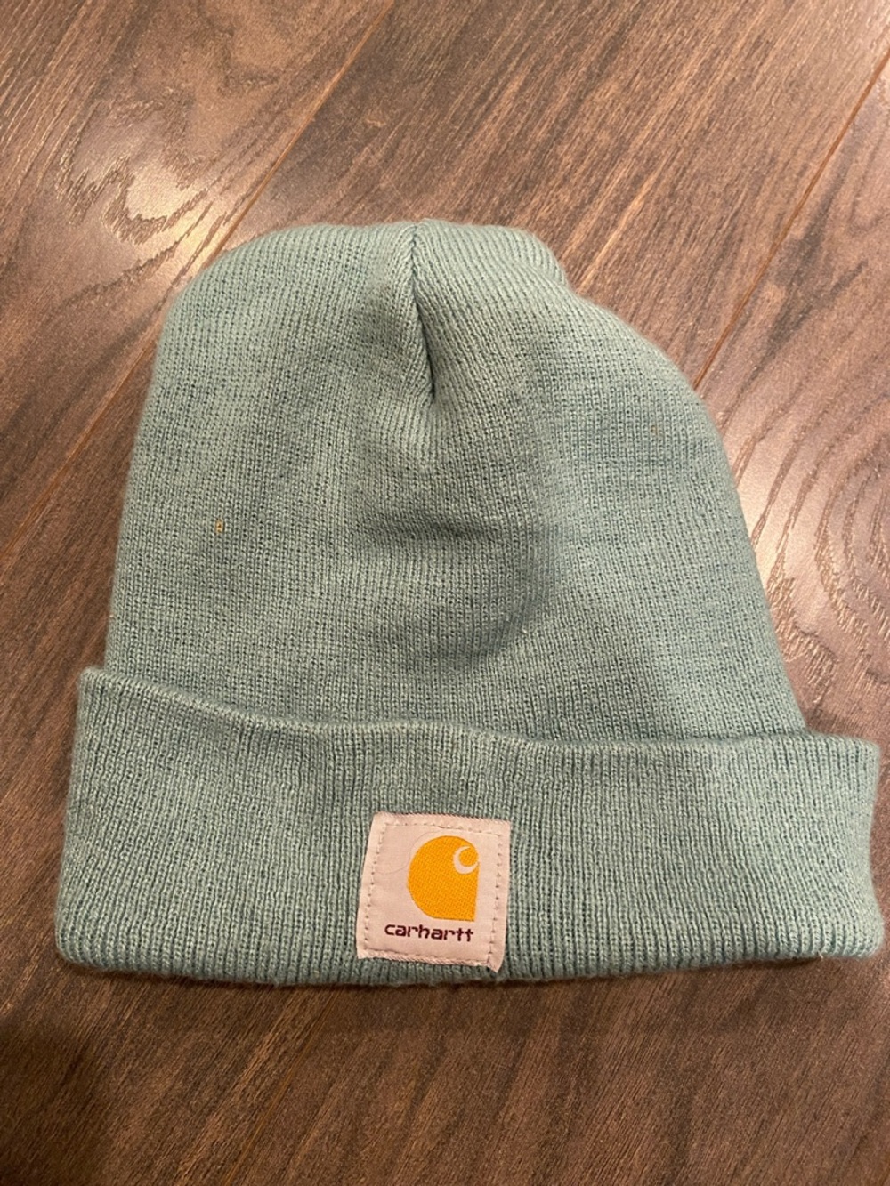 Carhartt Kids Knit Beanie Hat - Light Teal with Yellow Logo 4:17